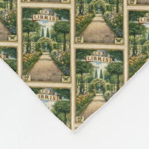 Vintage Garden Ex Libris Bookplate Fleece Blanket