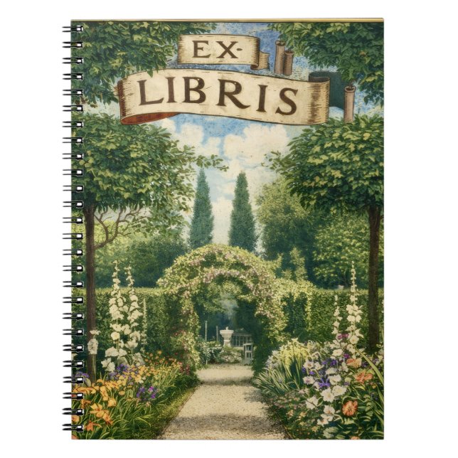 Vintage Garden Ex Libris Bookplate  Notebook (Front)