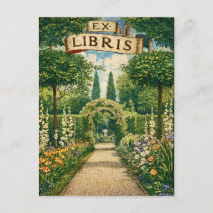 Vintage Garden Ex Libris Bookplate  Postcard