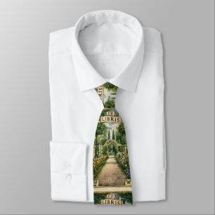 Vintage Garden Ex Libris Bookplate Tie