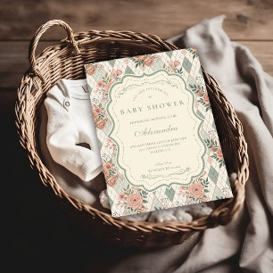 Vintage Garden Floral Baby Shower Invitation
