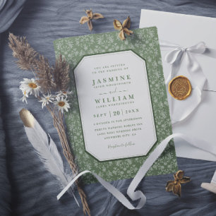 Vintage Garden Floral Elegant Chic Modern Wedding Invitation
