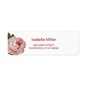 Vintage Garden Floral Pink Rose Return Address Label