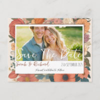 Vintage Garden Floral Save The Date with Photo