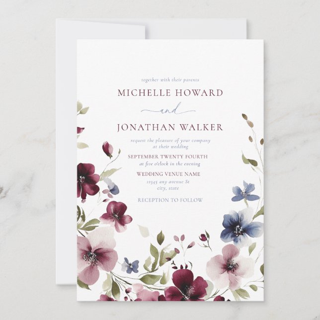 Vintage Garden Floral Wedding  Invitation (Front)