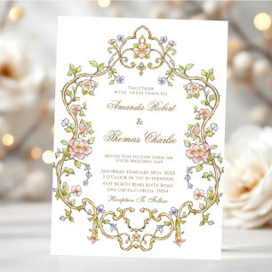 Vintage Garden Floral Wedding Invitation