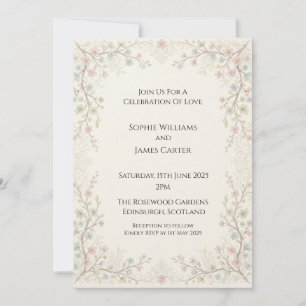 Vintage Garden Floral Wedding Invitation