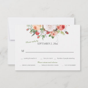 Vintage Garden Floral Wedding RSVP Card