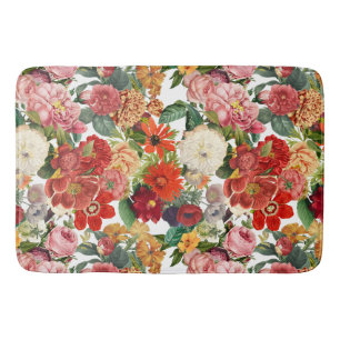 Vintage garden flowers pattern      bath mat