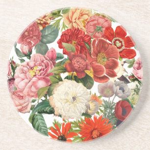 Vintage garden flowers pattern coaster