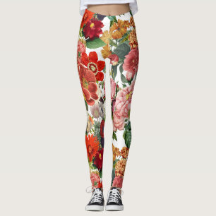 Vintage garden flowers pattern leggings