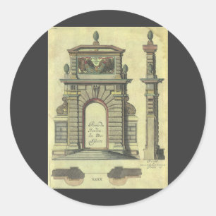 Vintage Garden Gate Arch, Renaissance Architecture Classic Round Sticker