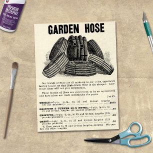 Vintage Garden Hose Ephemeral Ad craft Tissue Paper