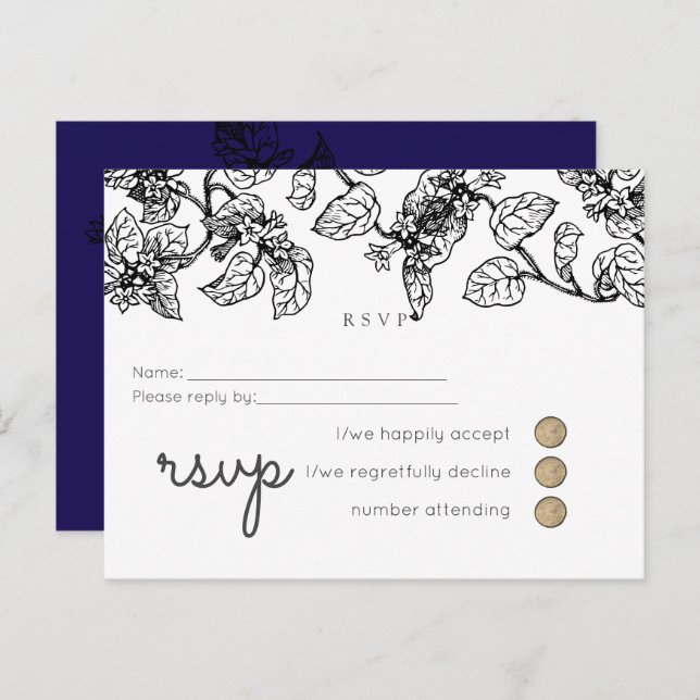 Vintage Garden Leaves Classic Budget Wedding Invitation Postcard (Front/Back)