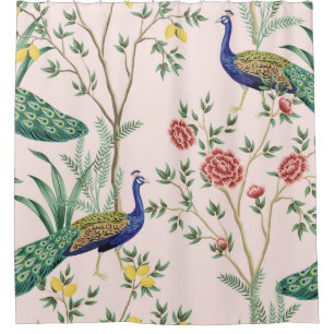 Vintage garden lemon fruit tree, plant, exotic pea shower curtain