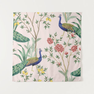 Vintage garden lemon fruit tree, plant, exotic pea tapestry