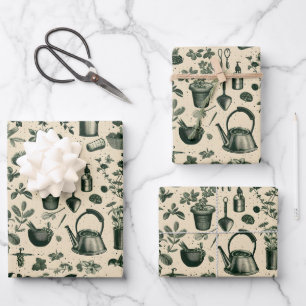 Vintage Garden lovers party tiled  Wrapping Paper Sheet