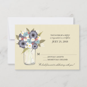 Vintage Garden Mason Jar RSVP Card