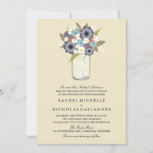 Vintage Garden Mason   Wedding Invitation