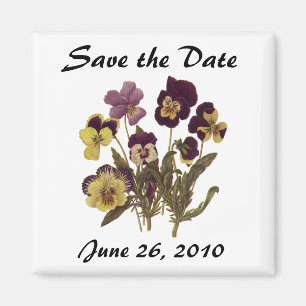 Vintage Garden Pansy Flowers, Save the Date! Magnet
