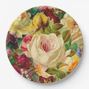 Vintage Garden Party Floral Paper Plate