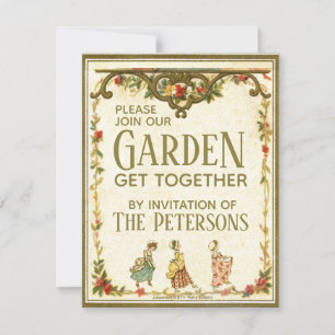 Vintage Garden Party Kate Greenaway Girl Invitation