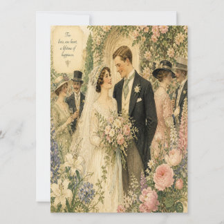 Vintage Garden Party QR Code Wedding Invitation