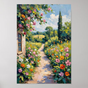 Vintage Garden Path Floral Art Poster