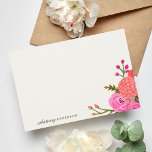 Vintage Garden Personalised Stationery Note Card<br><div class="desc">Hand painted pink and red floral design by Shelby Allison.</div>