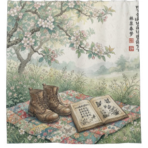 Vintage Garden Reading Picnic Art Shower Curtain