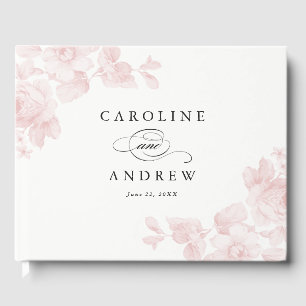 Vintage garden rose wedding guest book