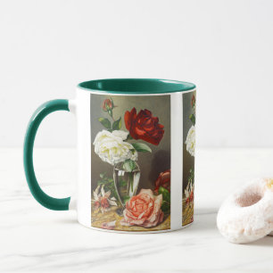 Vintage Garden Roses in a Glass Vase Mug