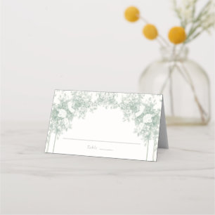 Vintage Garden Sage Green French Floral Wedding Place Card