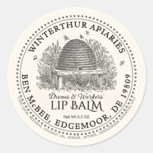 Vintage Garden Skep Beeswax Lip Balm Label