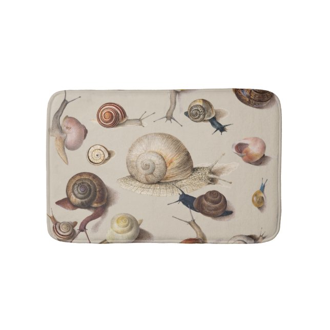 Vintage Garden Snails Scientific Illustration Bath Mat (Front)
