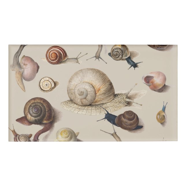 Vintage Garden Snails Scientific Illustration Name Tag (Front)
