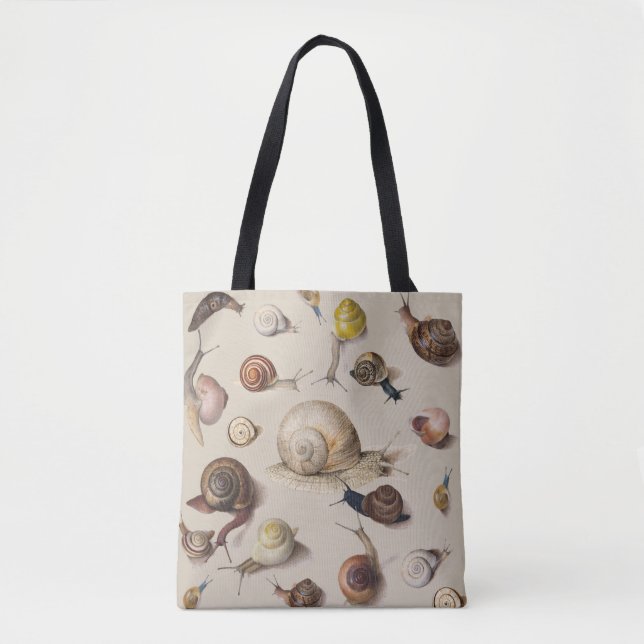 Vintage Garden Snails Scientific Illustration Tote Bag (Front)