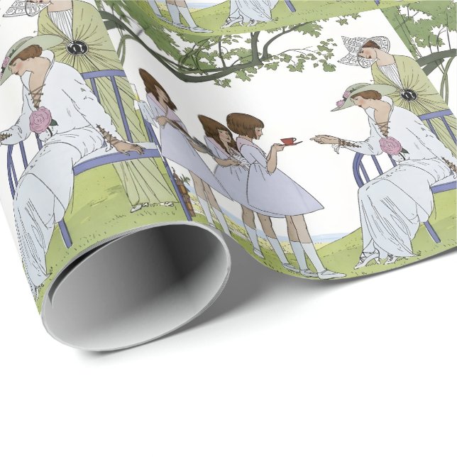 Vintage Garden Tea Party  Wrapping Paper (Roll Corner)