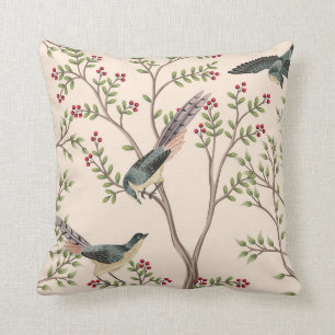 Vintage garden tree, bird floral seamless pattern  cushion