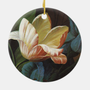 Vintage Garden Tulip in Bloom, Victorian Flowers Ceramic Tree Decoration