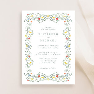 Vintage Garden Watercolor Wedding Invitation
