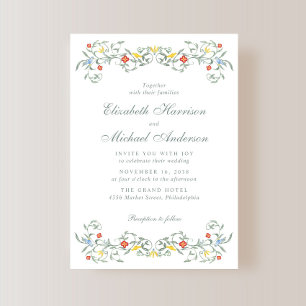Vintage Garden Watercolor Wedding Invitation