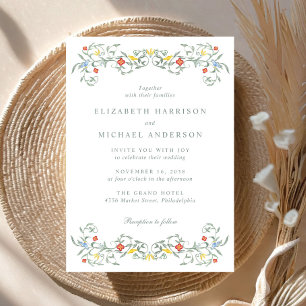 Vintage Garden Watercolor Wedding Invitation