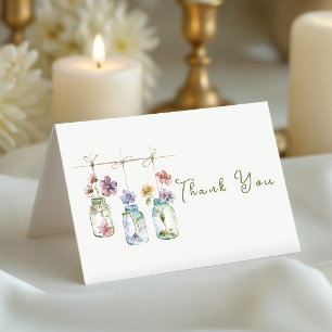 Vintage Garden Wildflower Glass Jar  Thank You Card