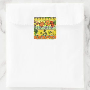 Vintage Garden Yellow Floral Botanical Square Sticker