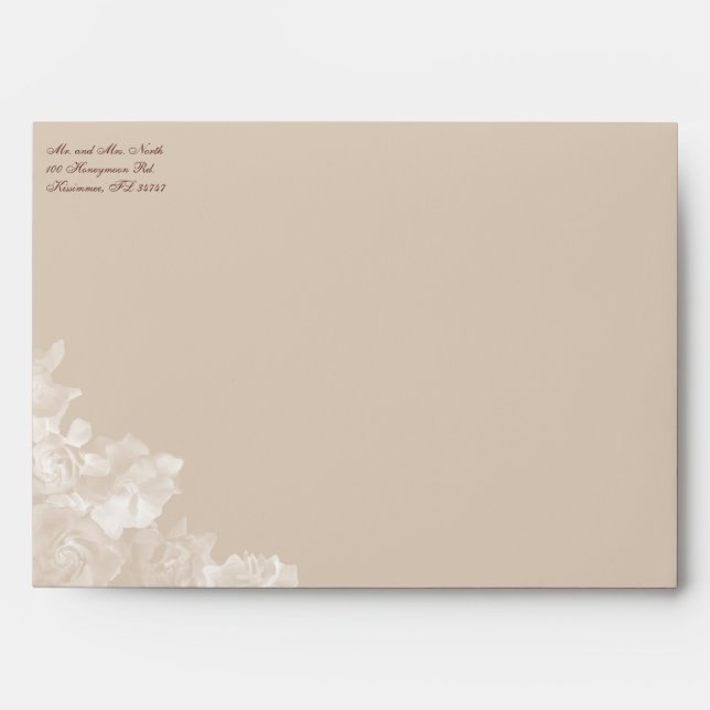 Vintage Gardenia Envelope 7" x 5" Greeting Card (Front)