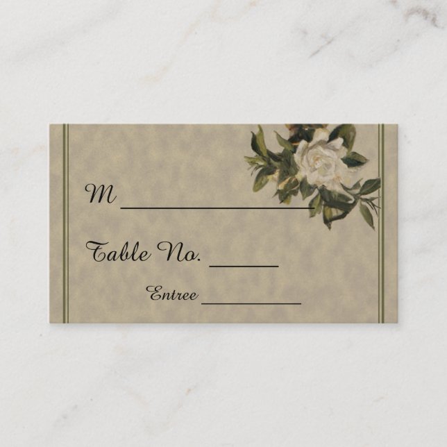 Vintage Gardenia Wedding Place Cards (Front)