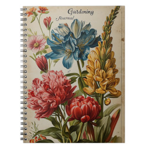 Vintage Gardening Flowers Notebook
