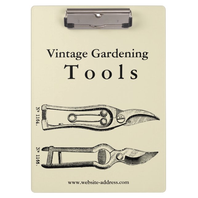 Vintage Gardening Tools Pruners Clipboard (Front)