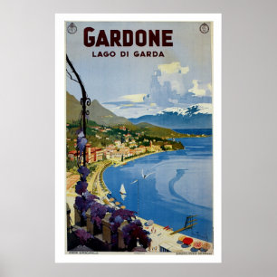 Vintage Gardone Lake Garda Italian travel Poster